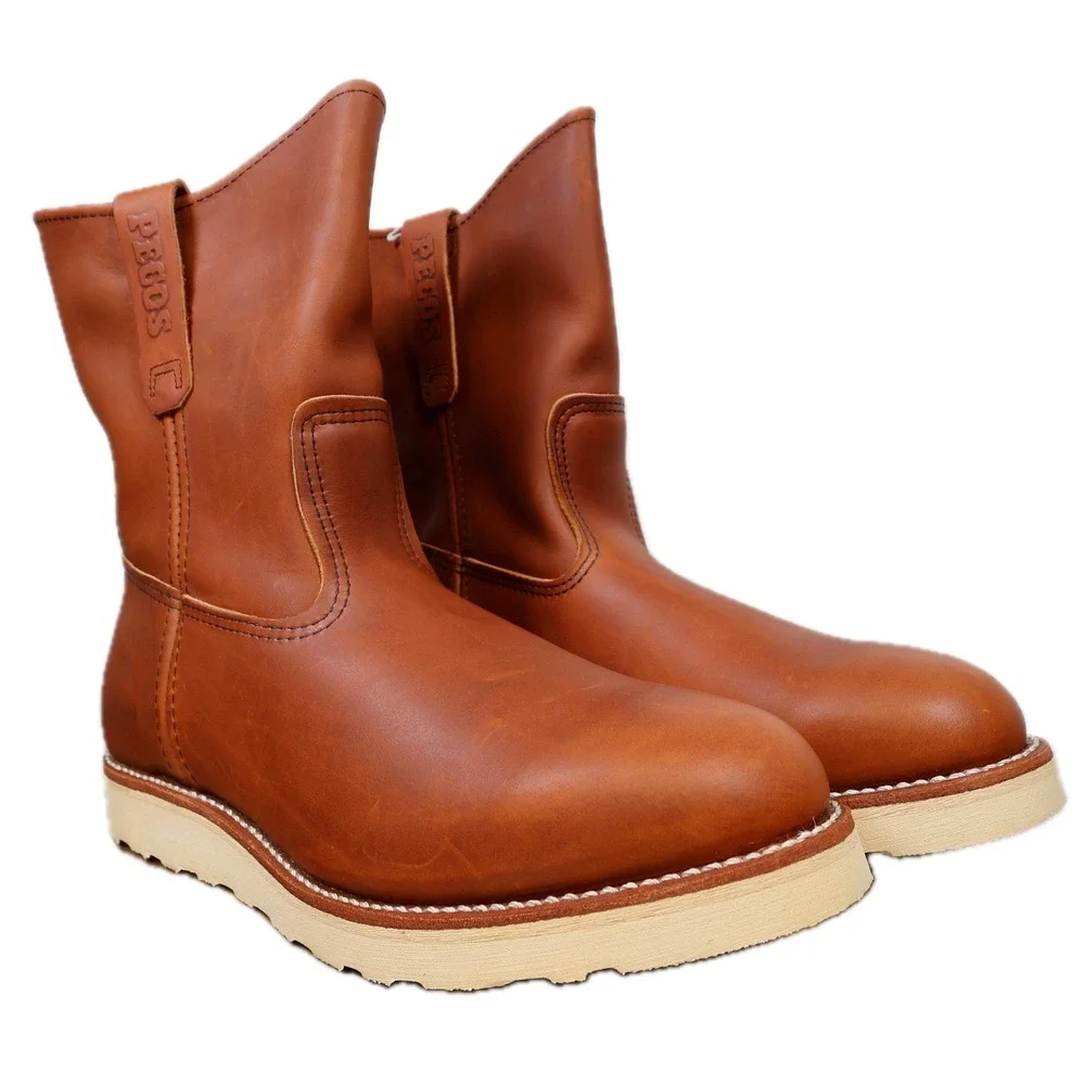 Red Wing 866 Pecos Boots Mens 9.5 E3 Brown Leather Pull On Made in USA New